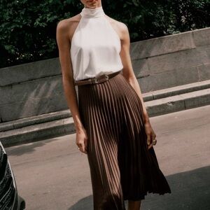 Zara Women’s Pleated Combination Midi Dress